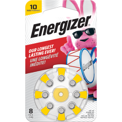 Energizer Hearing Aid Batteries Size 10, Yellow Tab, 8 Pack. 8 ea, $1.50/1ea