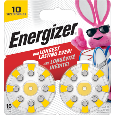 Energizer Hearing Aid Batteries Size 10, Yellow Tab, 16 Pack. 16 ea, $1.37/1ea