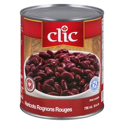 Clic Haricots, rouges 796 ml, 0,21 $/100ml