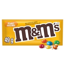 M&M’s Bonbons au chocolat au lait, arachide, sachet 49 g, 2,55 $/100g