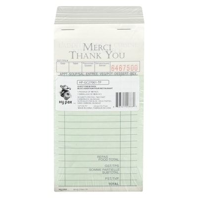 Hypax Two Part Carbon Guest Check Pads 10x1.0 ea, $1.50/1ea