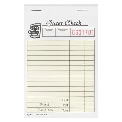 Hypax Single Copy Guest Check Pads 10x1.0 ea, $1.00/1ea
