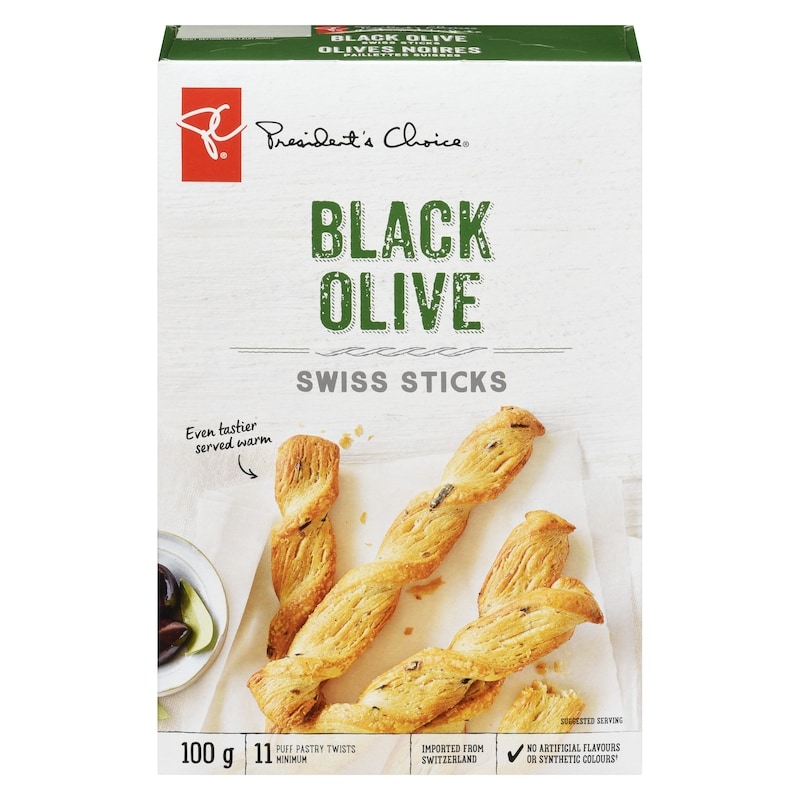President's Choice Black Olive Swiss Sticks - 100 g | Fortinos