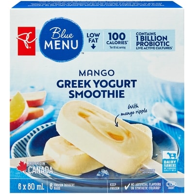 PC Blue Menu Greek Smoothie Bar, Mango 6x80.0 ml, $1.25/100ml