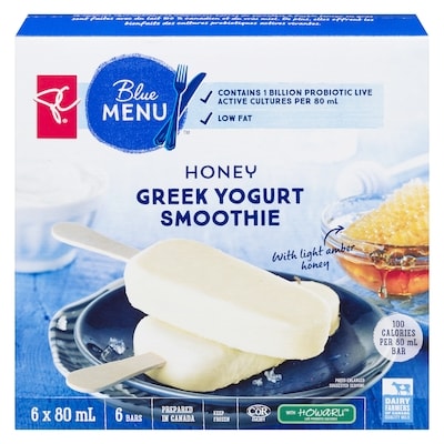 PC Blue Menu Honey Greek Yogurt Smoothie Bars 6x80.0 ml, $1.46/100ml