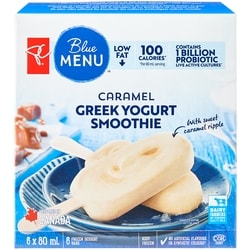 PC Menu Bleu Barres glacées au smoothie au yogourt grec au caramel 6x80.0 ml, 1,35 $/100ml
