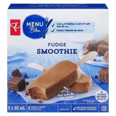 PC Menu Bleu Barres de dessert laitier glacé smoothie au fudge  6x80.0 ml, 1,25 $/100ml