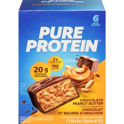 Pure Protein Value Pak, Chocolate & Peanut Butter 6x50.0 g, $4.16/100g