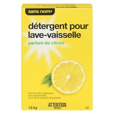 Sans Nom Détergent pour lave-vaisselle, parfum de citron 1.8 kg, 0,33 $/100g