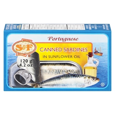 S&F Portuguese Sardines in Sunflower Oil 120 g, $2.74/100g