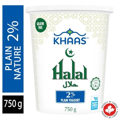 Khaas Halal 2% Plain Yogurt 750 g, $0.47/100g