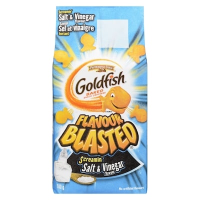 Pepperidge Farm Goldfish  Flavour Blasted  Screamin' Salt & Vinegar 180 g, $1.55/100g