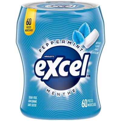 Wrigley's Excel Peppermint Flavoured Sugar Free Chewing Gum, 60 Pieces, 1 Bottle 1 ea, $4.50/1ea