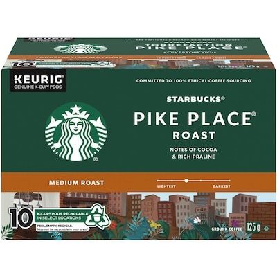 Starbucks Pike Place Roast Medium Roast Ground Coffee K-Cup Pods 10 ea, $1.43/1ea