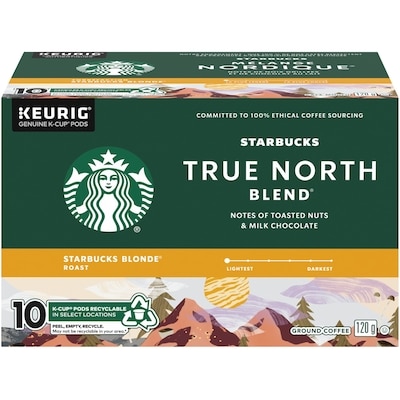 Starbucks True North Blend Blonde Roast Ground Coffee K-Cup Pods  10 ea, $1.43/1ea
