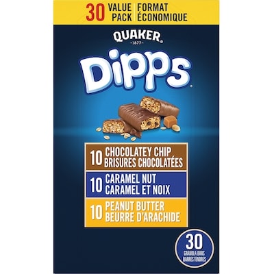 Quaker Dipps Granola Bars - Chocolatey Chip Caramel Nut and Peanut Butter 935 g, $1.76/100g