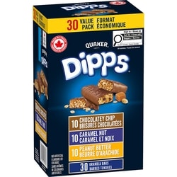 Quaker Dipps Barres tendres Brisures chocolatées, Caramel et noix et Beurre d’arachide 935 g, 1,71 $/100g