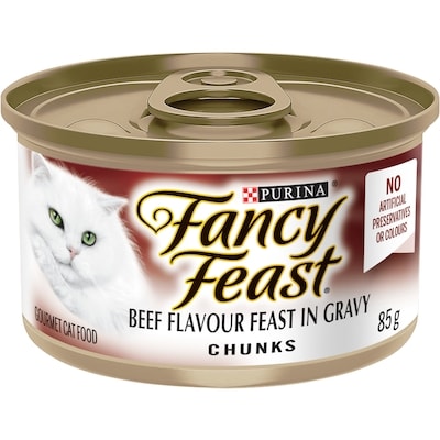 Purina Fancy Feast Chunks Beef Flavour Feast in Gravy, Wet Cat Food 85 g, $1.06/100g