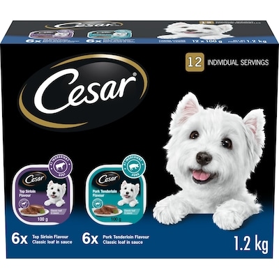 Cesar Classic Loaf In Sauce Adult Wet Dog Food Top Sirloin & Pork Tenderloin Variety Pack 12x100.0 g, $0.15/100g