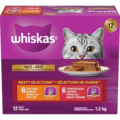 Whiskas Nourriture humide pour chats SÉLECTIONS DE VIANDE, barquettes refermables 12 ea