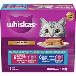 Whiskas Nourriture humide pour chats SÉLECTIONS AUX FRUITS DE MER, barquettes refermables 1.2 kg, 1,42 $/100g