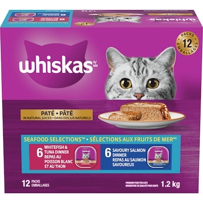 Whiskas Nourriture humide pour chats SÉLECTIONS AUX FRUITS DE MER, barquettes refermables 1.2 kg, 1,58 $/100g