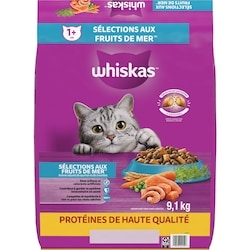 Whiskas Nourriture sèche pour chats Sélections aux fruits de mer avec saumon véritable 9.1 kg, 0,47 $/100g