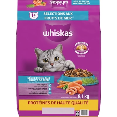 Whiskas Nourriture sèche pour chats Sélections aux fruits de mer avec saumon véritable 9.1 kg, 0,42 $/100g
