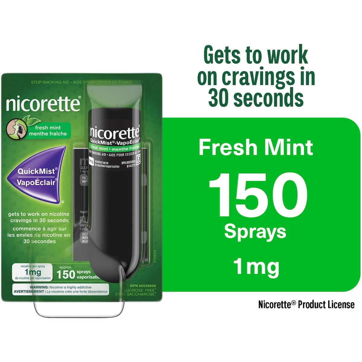 Nicorette Nicotine QuickMist Spray, Fresh Mint 1 mg  1 ea, $35.99/1ea