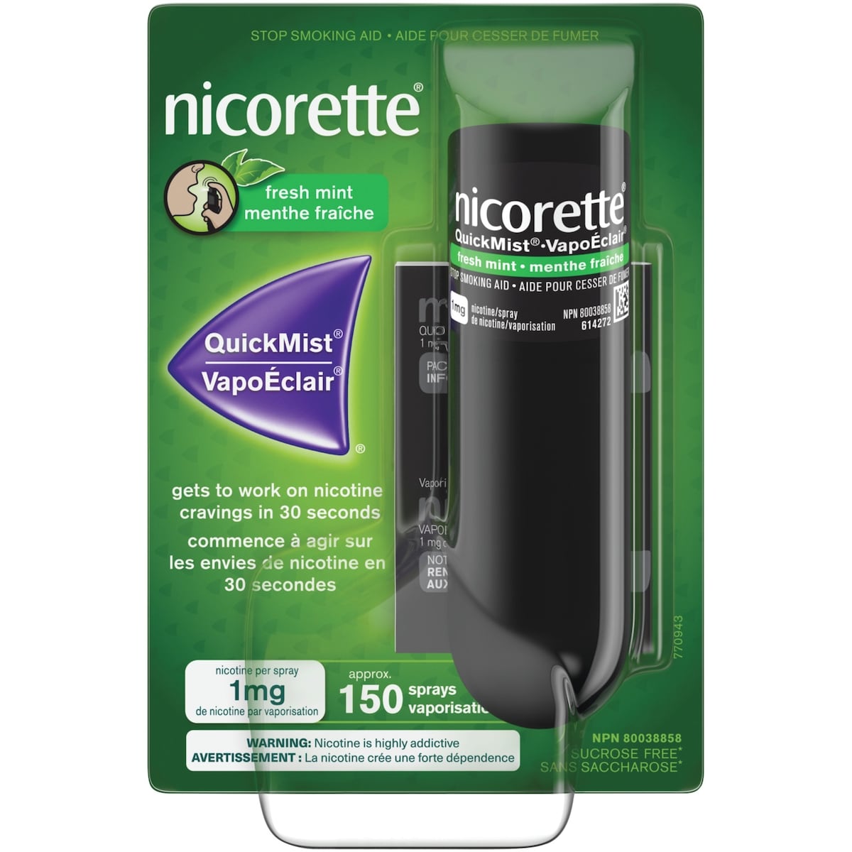 Nicorette VapoÉclair Menthe fraîche, 1 mg 1 ea, 35,99 $/1ch