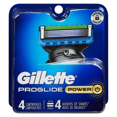Gillette Cartouches de rechange de rasoir  ProGlide Power pour hommes, 4 cartouches de rasoir pour manche Flex-pivot, cartouches à 5 lames de rasoir, lame de précision pour hommes 4 ea, 7,62 $/1ch