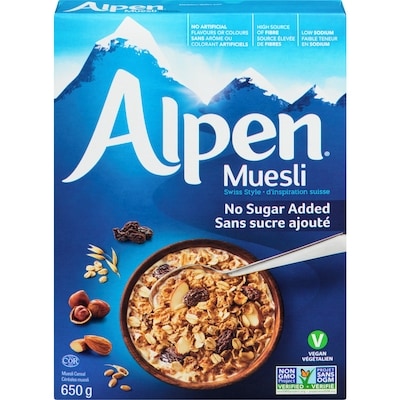 Alpen Céréales muesli Alpen sans sucre ajouté 650 g, 0,84 $/100g
