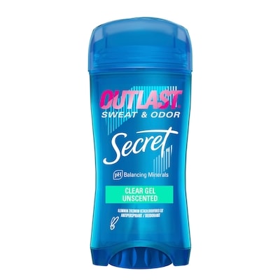Secret Outlast Sweat & Odor Clear Gel Women's Antiperspirant Deodorant, Unscented 45 g, $14.64/100g