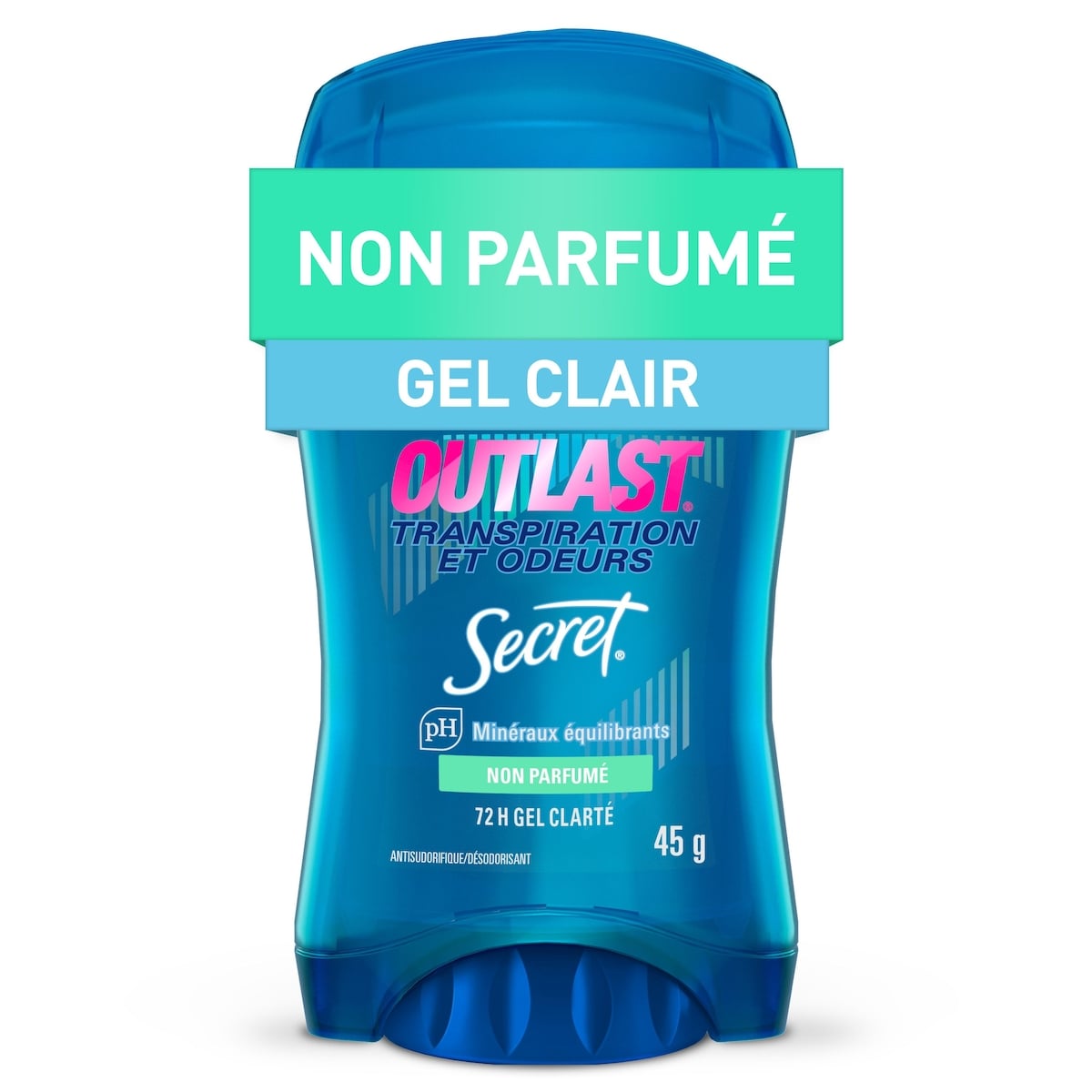 Secret Antisudorifique/désodorisant gel clarté femme Outlast Transpiration et odeurs non parf 45 g, 18,73 $/100g