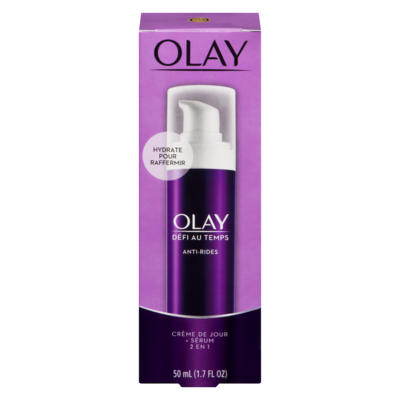 Olay Crème de jour + sérum anti-rides pour le visage 2 en 1 Défi au temps, 50 mL 50 ml, 44,08 $/100ml