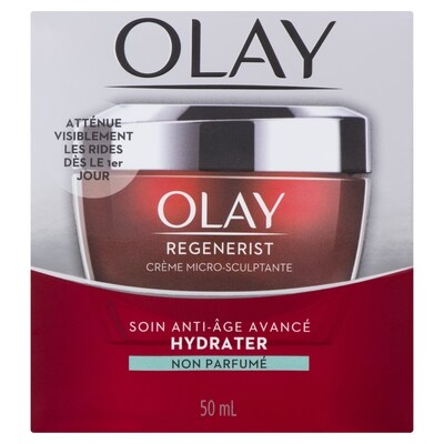 Olay Crème microsculptante hydratante Regenerist pour le visage, sans parfum 50 ml, 91,82 $/100ml