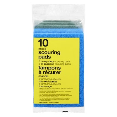 Sans Nom Tampons à récurer assortis, très résistants et tout-usage 10 ea, 0,55 $/1ch