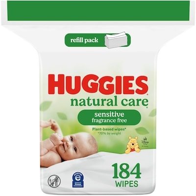 Huggies Baby Wipes, Natural Care Sensitive, UNSCENTED, 1 Refill, 184 Wipes 184 ea, $0.06/1ea