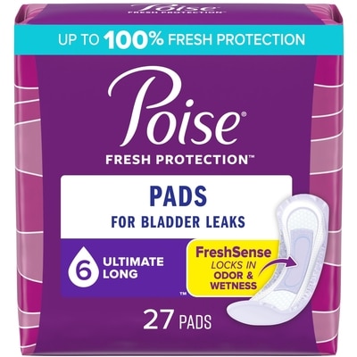 Poise Postpartum Incontinence Pads, Ultimate Absorbency, Long, Original Design, 27 Count 27 ea, $0.81/1ea