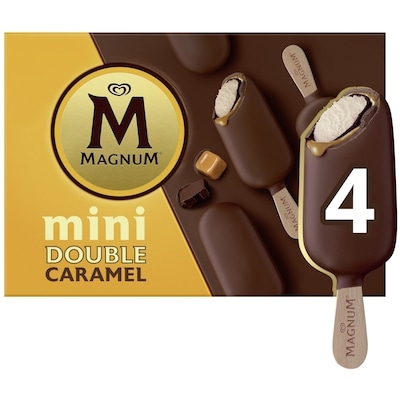 Magnum Barre de Crème Glacée Mini Double Caramel faite avec du chocolat belge 4x55.0 ml, 3,18 $/100ml