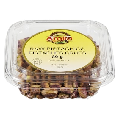 Amira Pistaches crues écalées 80 g, 7,50 $/100g