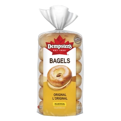 Dempster Original Bagels 6x75.0 g, $1.06/100g