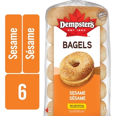 Dempster Sesame Bagels 6x75.0 g, $1.06/100g
