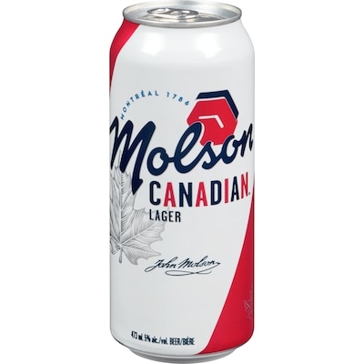 Molson Canadian, Cans (ID required at pick-up) 473 ml, $0.64/100ml