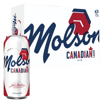 Molson Canadian, Cans (ID required at pick-up) 473 ml, $0.81/100ml