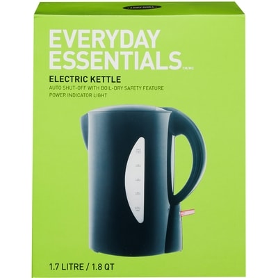 Everyday Essentials Everyday Essentials 1.7 L Rapid Boil Kettle with Auto Shut-Off, Power Light Indicator, 1500W, Black 1 ea, $20.00/1ea