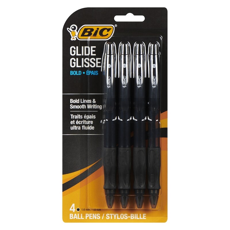 BIC Velocity Bold Retractable Ballpoint Pens - Bold Point (1.6mm), Blue Ink, 4-Count Pack