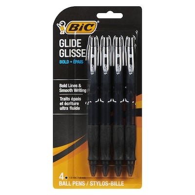 BIC 1.6MM Stylos rétractables NOIR audacieux 4x1.0 ea, 1,38 $/1ch