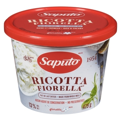 Saputo Ricotta Fiorella 475 g, $1.89/100g