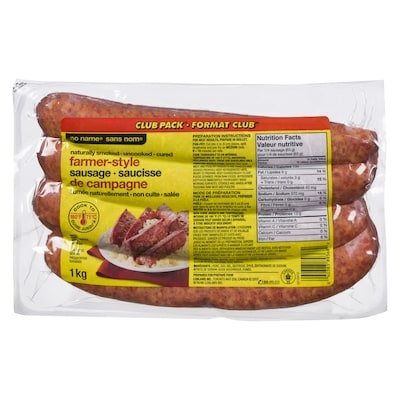 No Name Farmer Sausage 1 kg, $1.60/100g